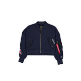 Alpha Industries x Atlanta Braves Navy Women's Full Zip Cropped Fleece Jacket