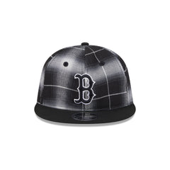 Boston Red Sox Black and White Plaid Retro Crown 9FIFTY Snapback Hat