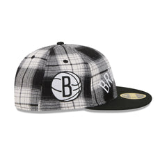 Brooklyn Nets Grunge Plaid Retro Crown 59FIFTY Fitted Hat