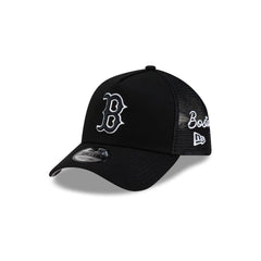 Boston Red Sox Side Script Black 9FORTY A-Frame Trucker Hat