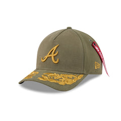 Alpha Industries x Atlanta Braves Olive Green 9FORTY M-Crown A-Frame Snapback Hat