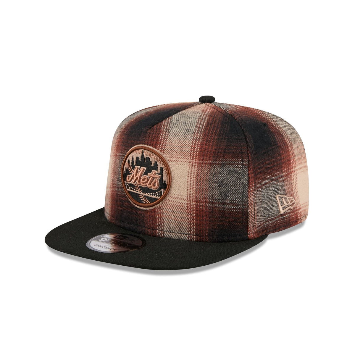 New York Mets Grunge Plaid 9FIFTY A-Frame Adjustable Hat