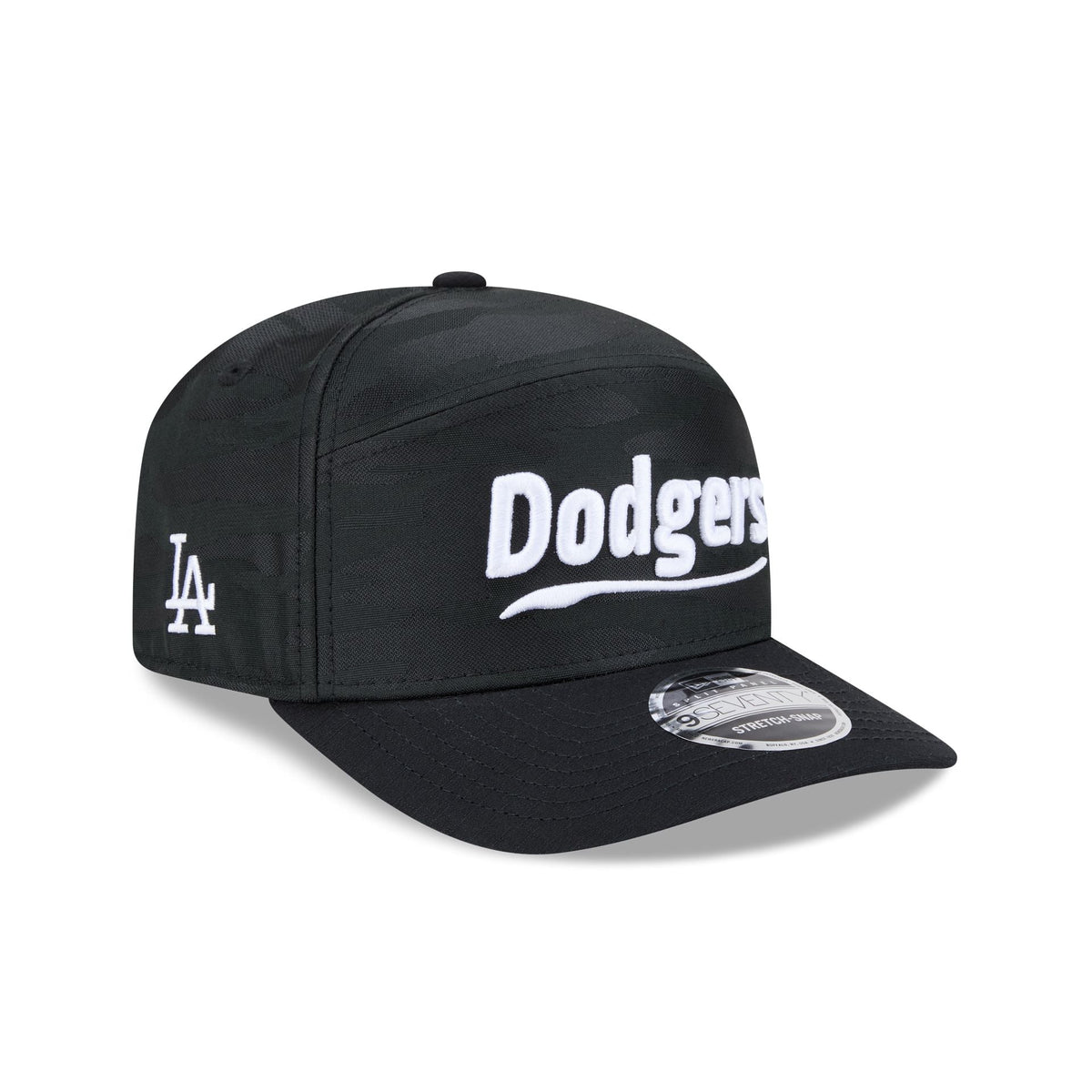 Los Angeles Dodgers Black Camo Split Panel 9SEVENTY Stretch-Snap Hat