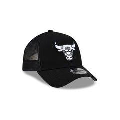 Chicago Bulls Side Script Black 9FORTY A-Frame Trucker Hat