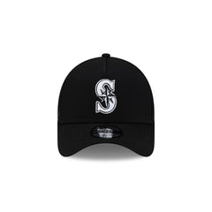 Seattle Mariners Side Script Black 9FORTY A-Frame Trucker Hat
