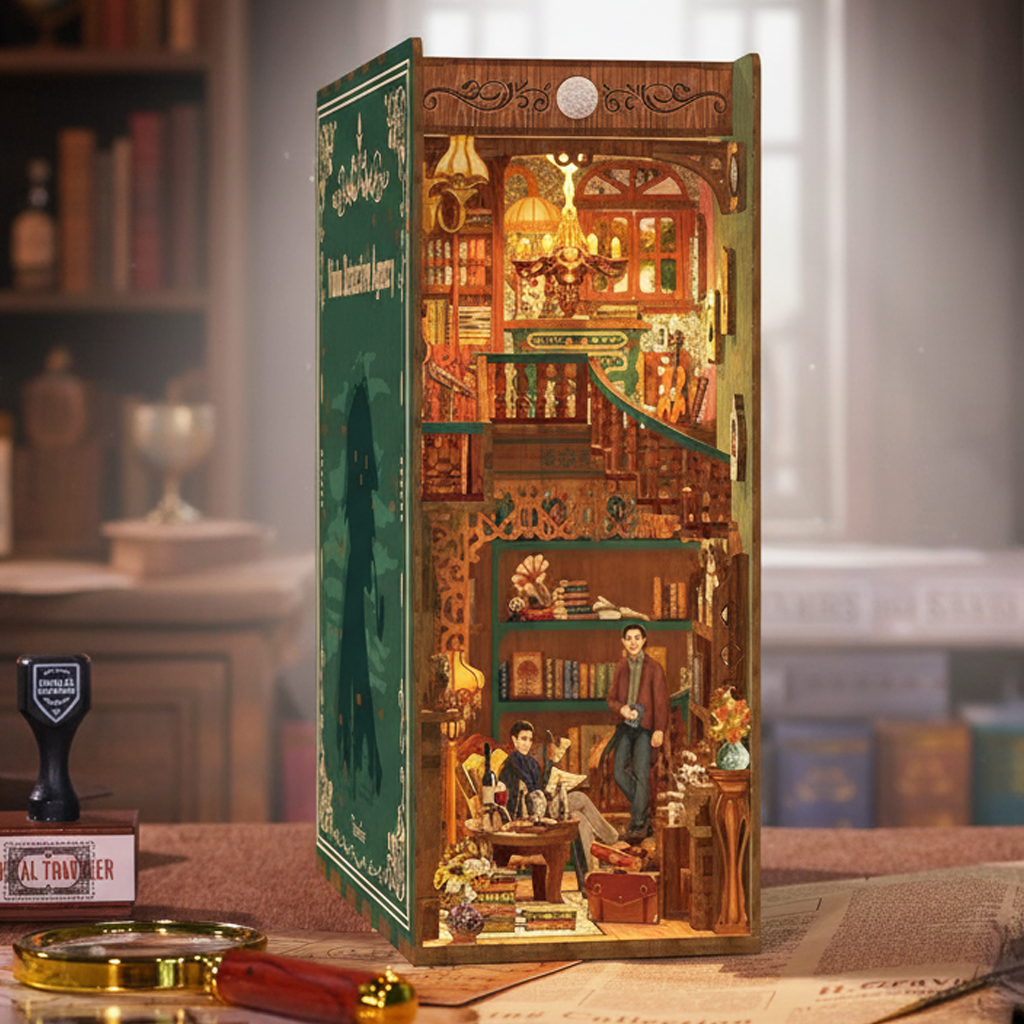 Sherlock Holmes Detective Agency Wooden Puzzle Book Nook